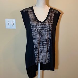 BCBGMAXAZRIA Black Kerra Top with Lace Detail